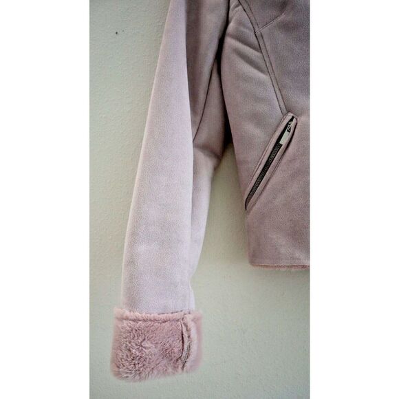 Kut From The Koth Women Sz S Pink Candece Bonded Faux Shearling Moto Jacket $108 - Picture 7 of 15
